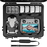 FPVtosky Hard Case for DJI Mini 4 Pro/ 3 Pro/Mini 3 Fly More Combo, Waterproof Carrying Case Fits DJI RC 2/RC Accessories [ Black, CASE ONLY ]