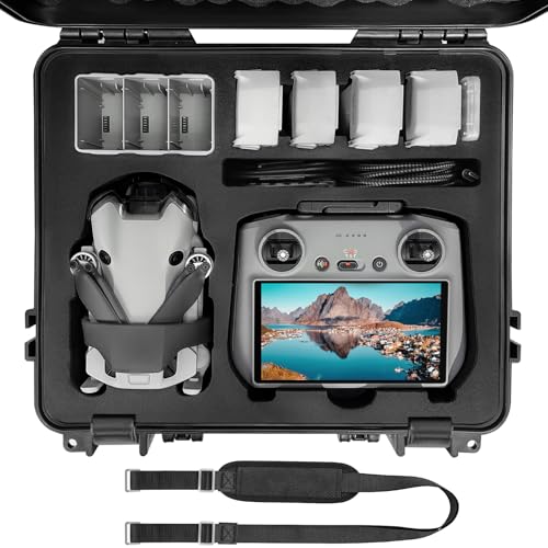 FPVtosky Hard Case for DJI Mini 4 Pro/ 3 Pro/Mini 3 Fly More Combo, Waterproof Carrying Case Fits DJI RC 2/RC Accessories [ Black, CASE ONLY ]