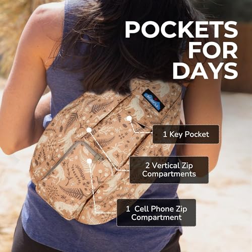 Image of KAVU Rope Sling Bag - Large Crossbody Bags for Women & Men | Hands Free, Cross Body for Travel, Hiking & Everyday Carry, with Padded Back, Adjustable Rope Strap & Cotton Canvas