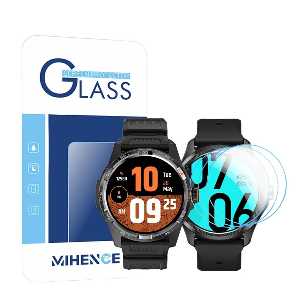 KUSINHOKA Cover per TicWatch Atlas, [2 Pezzi] Custodia Protezione con Vetro Temperato, Schermo Protettiva Ultra Sottile HD Clear PC Rigida Cover per TicWatch Atlas, Nero + Trasparente