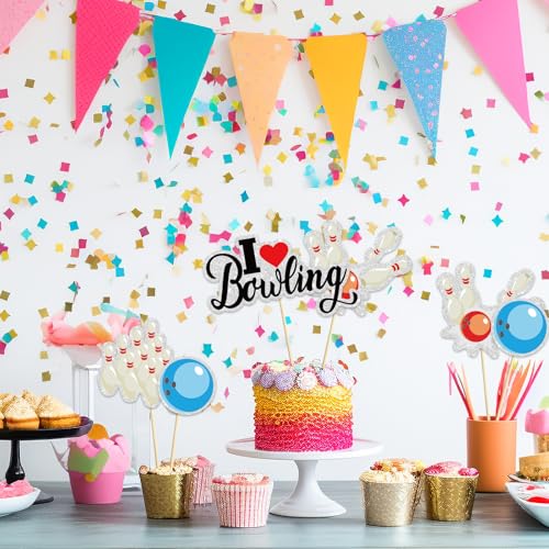 Image of Bowling Theme Centerpiece - Set of 16: Sticks, Jar, Shoe, Ball Games, Table Toppers, Funny Kit, Sport Theme Party Supplies