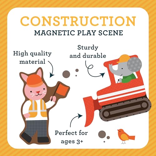 Image of Petit Collage Magnetic Play Scene, Construction Site - Magnetic Game Board with Mix and Match Magnetic Animal Friends, Ideal for Ages 3+ - Includes 2 Scenes and 40 Magnet Pieces