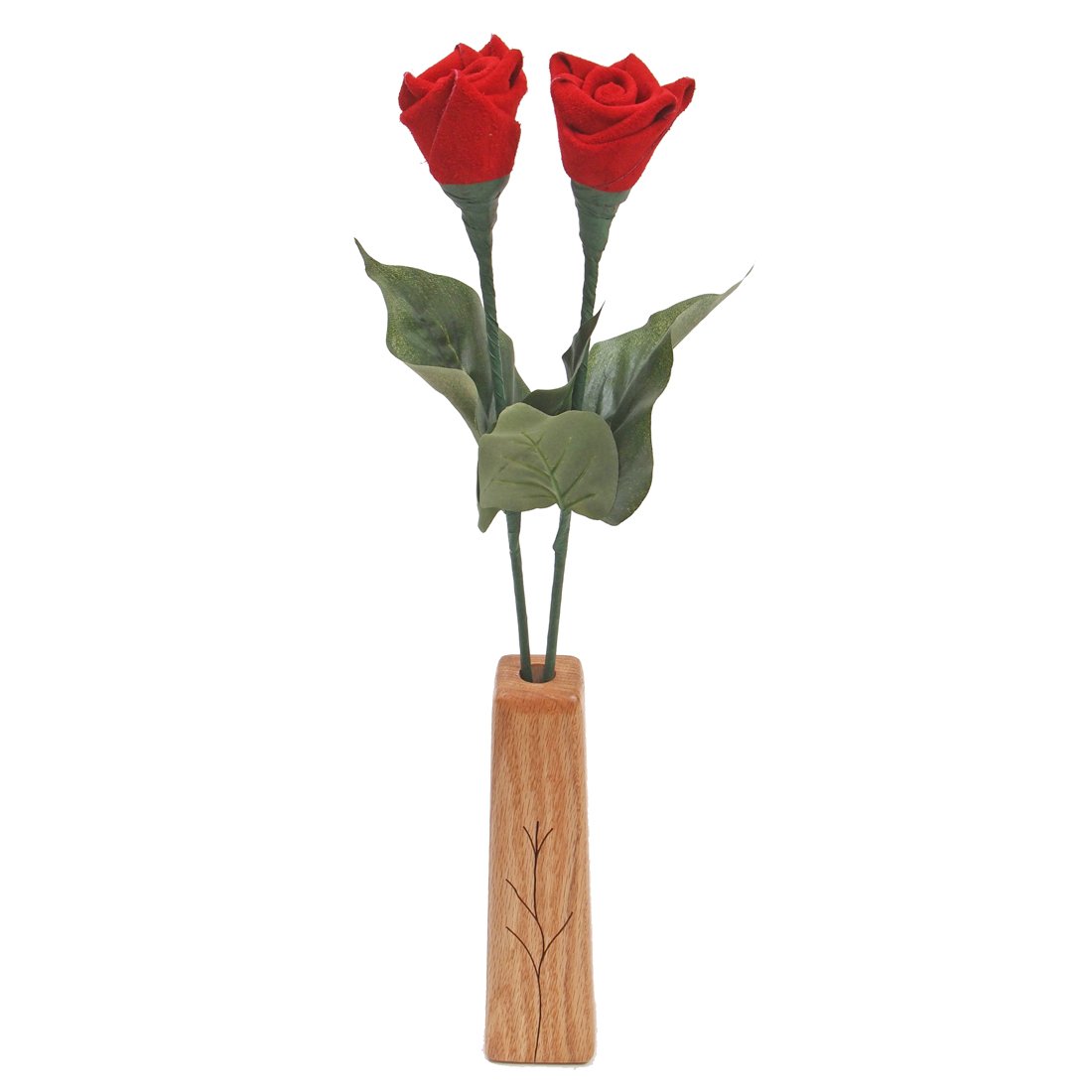 3rd Year Wedding Anniversary Gift, 2-Stem Leather Roses with Vase, Perfect Present for Wife or Husba