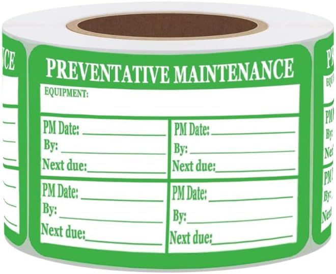 Preventative Maintenance Stickers Labels,3x2 Inch Green Self Laminating Preventative Maintenance Inspection Safety by/Date/Next Due Vinyl Stickers (200 Pcs)