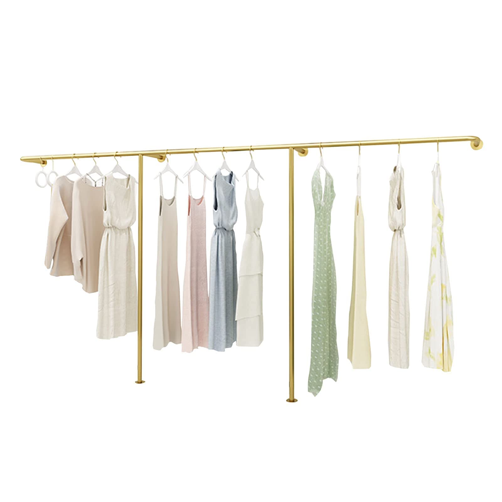 CENAP Exquisite Clothes Rail Rack Clothing Store Wall Mounted Metal Garment Display Shelves, Clothes Rack, Retail Commercial Clothing Hanging Rod Industrial Pipe Stand Hanger/300cm