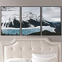 3 Piece Framed Canvas Wall Art Winter Lake Canvas Prints Home Artwork Decoration for Living Room,Bedroom - 16