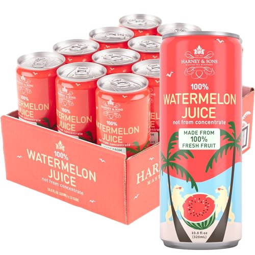 Harney and Sons Watermelon Juice 12‑Pack – 10.8 oz Cans, Refreshing Natural Fruit Juice with...