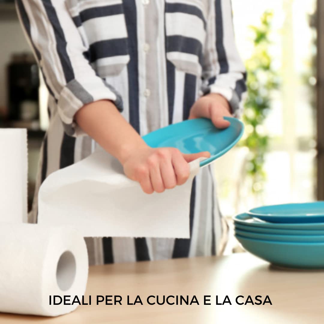 ZPAPER 𝗡𝗢𝗩𝗜𝗧𝗔' - 6 Rotoli Asciugatutto - Rotoloni Asciugatutto Pura Cellulosa, 2 Veli. Bobine carta asciugatutto