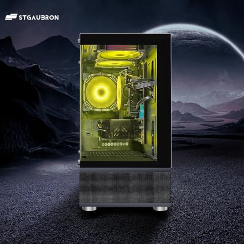 Image of STGAubron Gaming PC Desktop Computer, Intel Core i5 up to 3.6GHz, Radeon RX 590 8G, 16GB RAM, 1T SSD, WiFi 6, BT 5.0, RGB Fan x3, Windows 11 Home