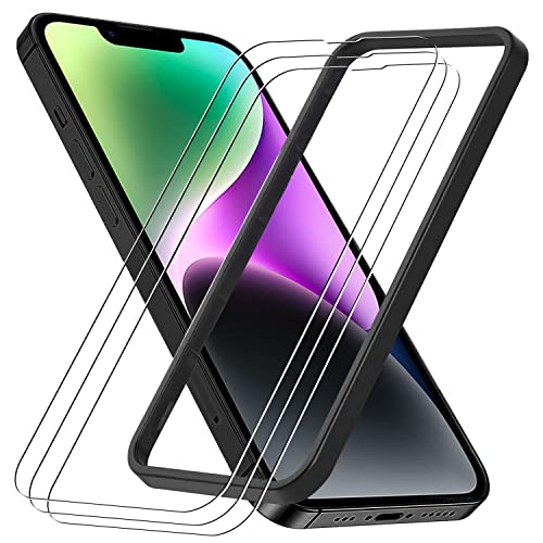 3 Pièces Verre Trempé pour iPhone 14/13 /13 Pro 6.1 Pouces,iPhone14/iPhone13/13pro Film de Protection d’écran avec Outil d'Installation Facile,Vitre Protecteur,9H,Transparent HD,Couverture Complète Cover