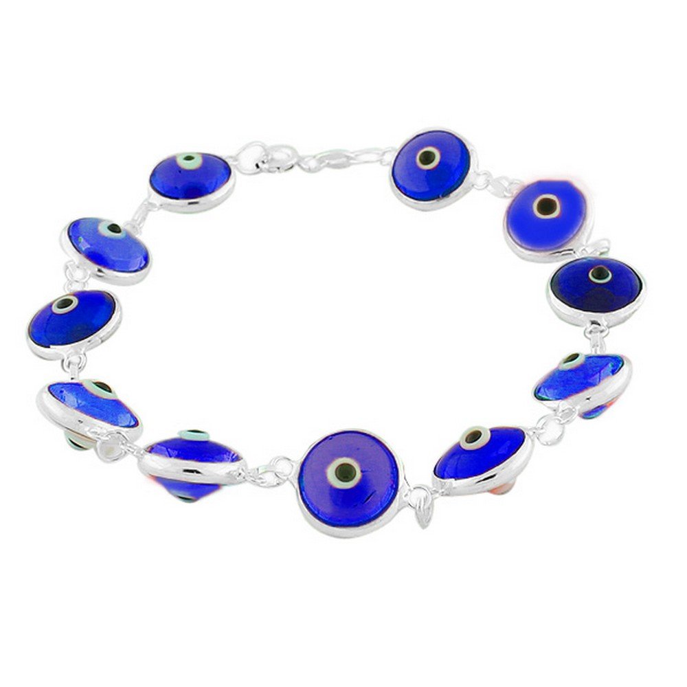 My Daily Styles 925 Sterling Silver Dark Blue Evil Eye Hamsa Beaded Bracelet