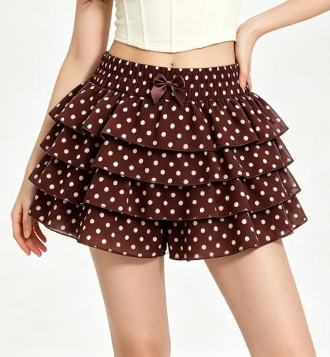 Image of Women Layered Gingham Shorts Cute Bloomers Plaid Shorts | Gingham Ruffle Shorts, Polka Dot Mini Bloomer Shorts, Micro Boyshorts, Tiered, Checkered, Lolita Outfits, Going Out