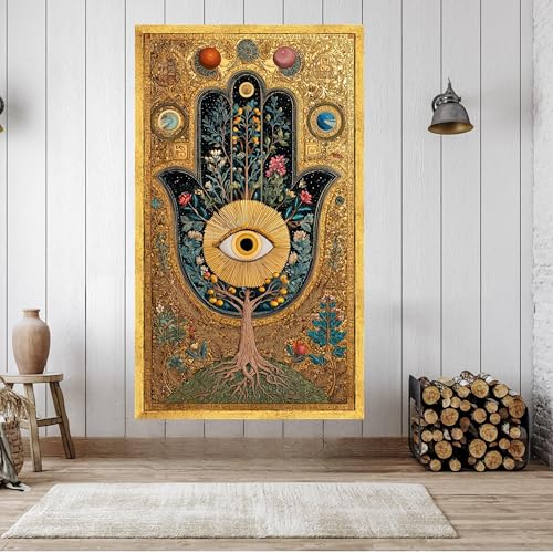Toile Arbre de Vie et feuille d'or au design raffiné
