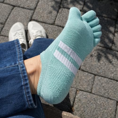 Image of soxsense Cushion No Show Toe Socks For Women Five Finger Socks Low Cut Athletic Running Socks 4 Pairs