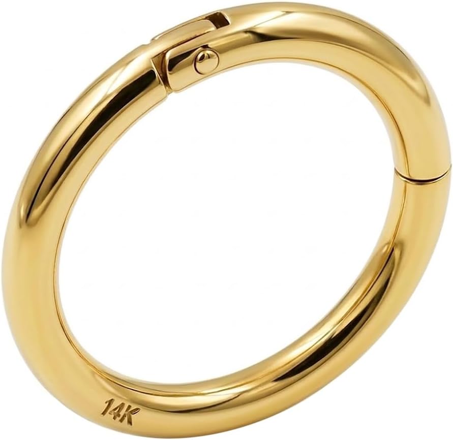 14K Solid Gold 16 Gauge Classic Clicker Hinged Segment Nose Ring - Cartilage - Daith - Rook - Lobe - Conch Piercing Body Jewelry