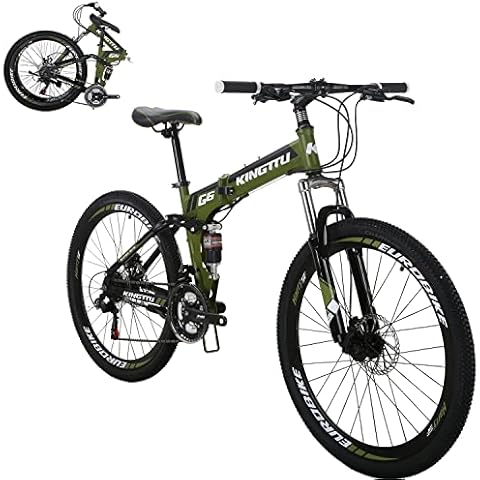 EUROBIKE 26” Mountain Bike,Full Suspension Folding Mountain Bike,21 Speed Foldable Bicycle Men or Women MTB for Afult…(G6 ArmyGreen) Cover