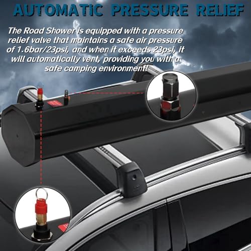 Image of 8 Gallon Pressurized Water Tank Road Camping Shower, Roof Rack Mounted Off-Road Shower with High Pressure Water Gun Spray Head for Camping, Water Storage and Outdoor Activities