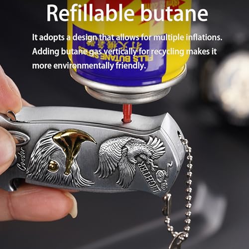 Encendedor de butano recargable con diseño resistente al viento miniatura 6