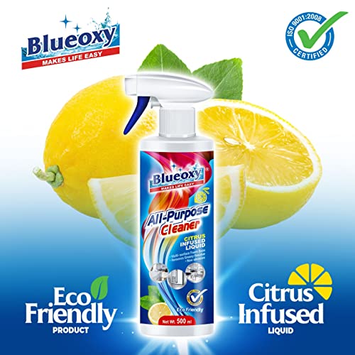 Image of BLUEOXY All Purpose Cleaner Liquid Spray |Multi Surface Cleaner |All Surface Cleaner for Kitchen Surface & Appliances Tiles Plastic Marble Granite |Non-Abrasive| Ecological Formulation | 500ml | QTY 1