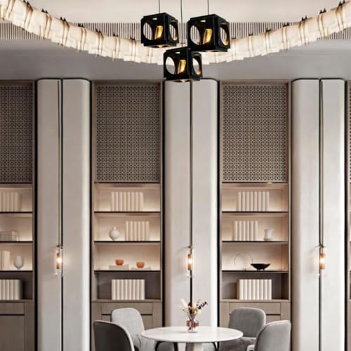 Image of Ceiling Hanging Light Hexa Round Shape Black Pendant for Dining Table, Living Room, Bedroom, Restaurants, Offices, Cafes, Hotels. E27 Bulb Type. (Bulb Not Included) (Hexa Round)