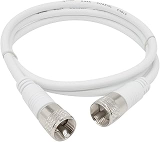 STEREN Coax Cable - Coaxial Cable Connector - 3 ft Antenna Cable - White - Coax Cable Connector - RG8X Coaxial Cable - UHF Antenna Cable - Male to Male Cable - RG8X Coax - 0.9 M 205-703