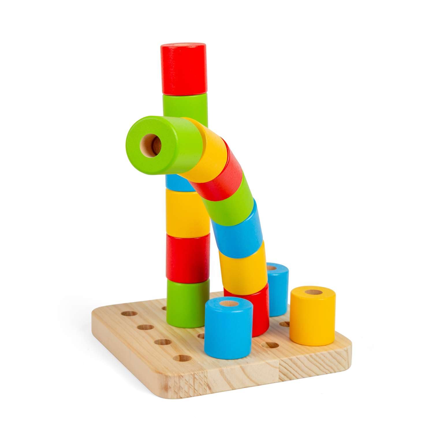 Bigjigs Toys Wobbly Peg Board - 17pcs Wooden Stacking Toy, Montessori Early Learning Activity, Eco Friendly & Educational Gifts For Babies & Toddlers, Sustainably Made, Age 12+ Months Old