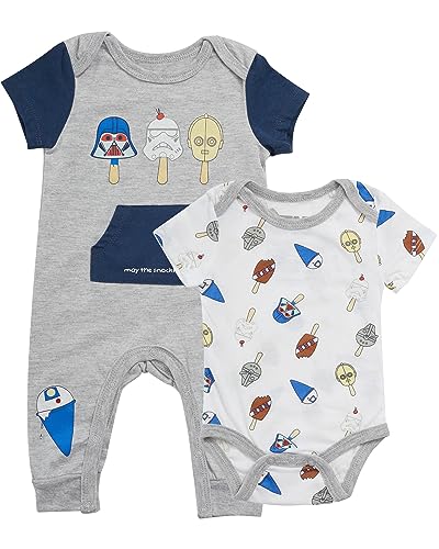 STAR WARS Newborn Baby Boys Infants Snap Suit Rompers 2 Pack