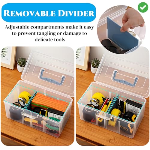 2 Pack Plastic Dividing Storage Box, 2 Layer Multipurpose Craft Organizer and Storage Box with Removable Tray Handle, Portable Art Supply Container for Bead, Tool, Sewing - Image 4