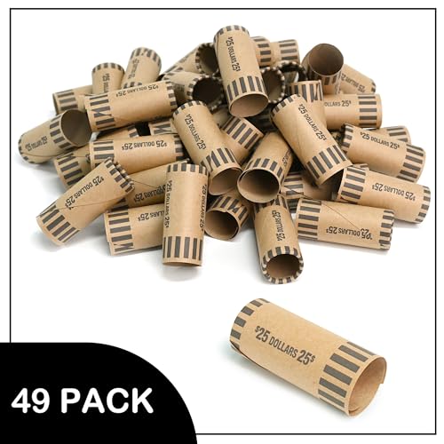 Image of LLIKED 49 PCS Preformed Coin Wrappers Rolls -1 Dollars