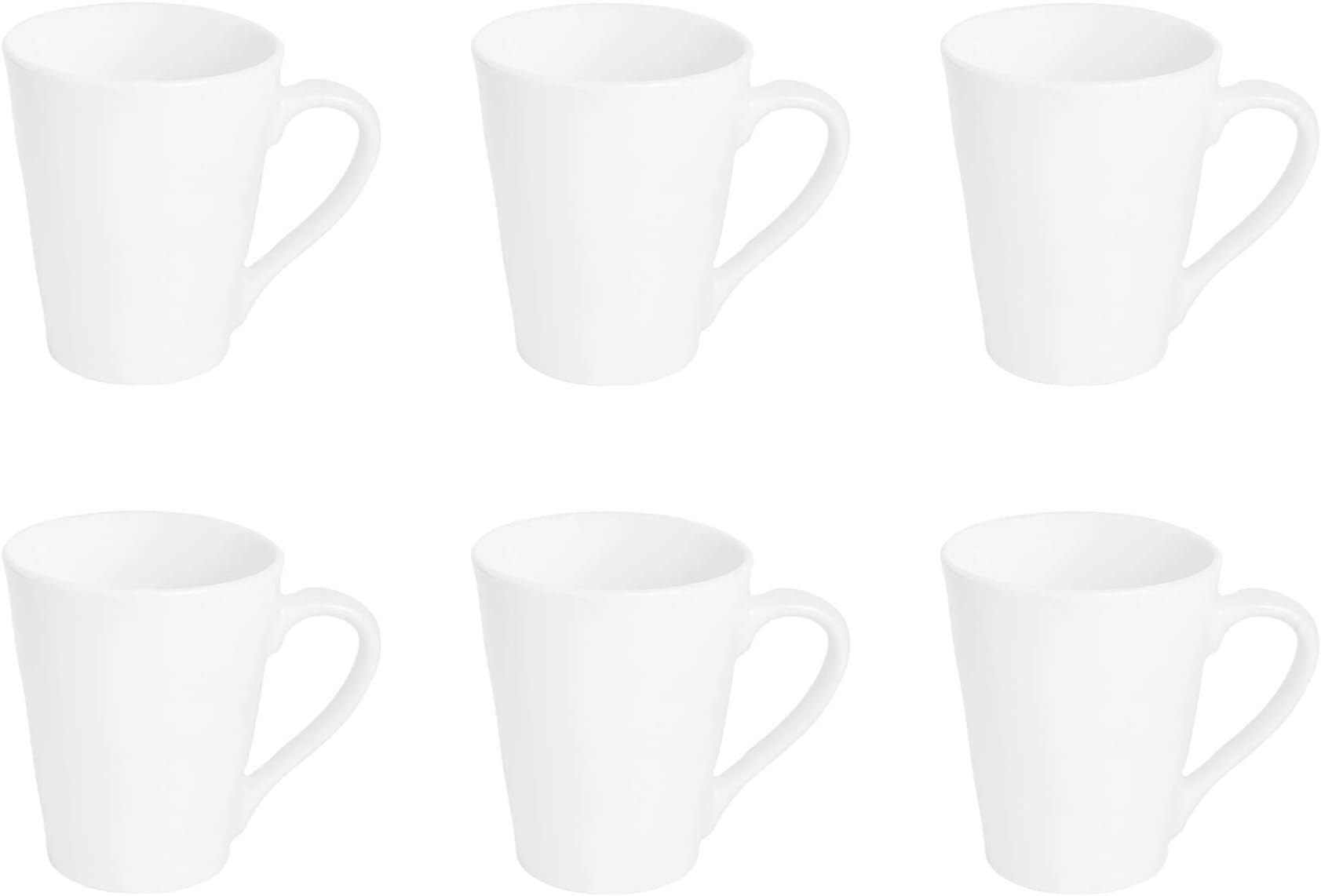 Argon Tableware White Coffee Mug Set of 6-285ml Premium Porcelain Cups - Durable Dishwasher Safe Mugs for Latte, Cappuccino, Tea, Hot Chocolate and Everyday Hot Drinkware at Home or Office