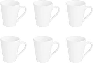 Argon Tableware White Coffee Mug Set of 6 - 285ml Dishwasher Safe Cups for Latte, Tea, Cappuccino, Hot Chocolate | Hot Drinks Mugs