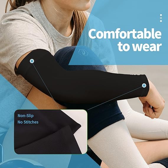 Image of MIZUNA Sun Protection Arm Sleeves Hand gloves For Men & Women,Thumb Holes UPF 50 Arm Cover for Biking,Cricket,Cycling, Golf, Outdoor Sports