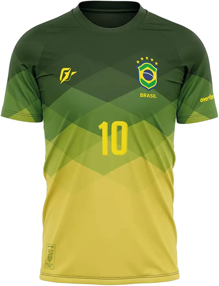 Camiseta Filtro UV Brasil Canarinho Verde Torcedor Retrô