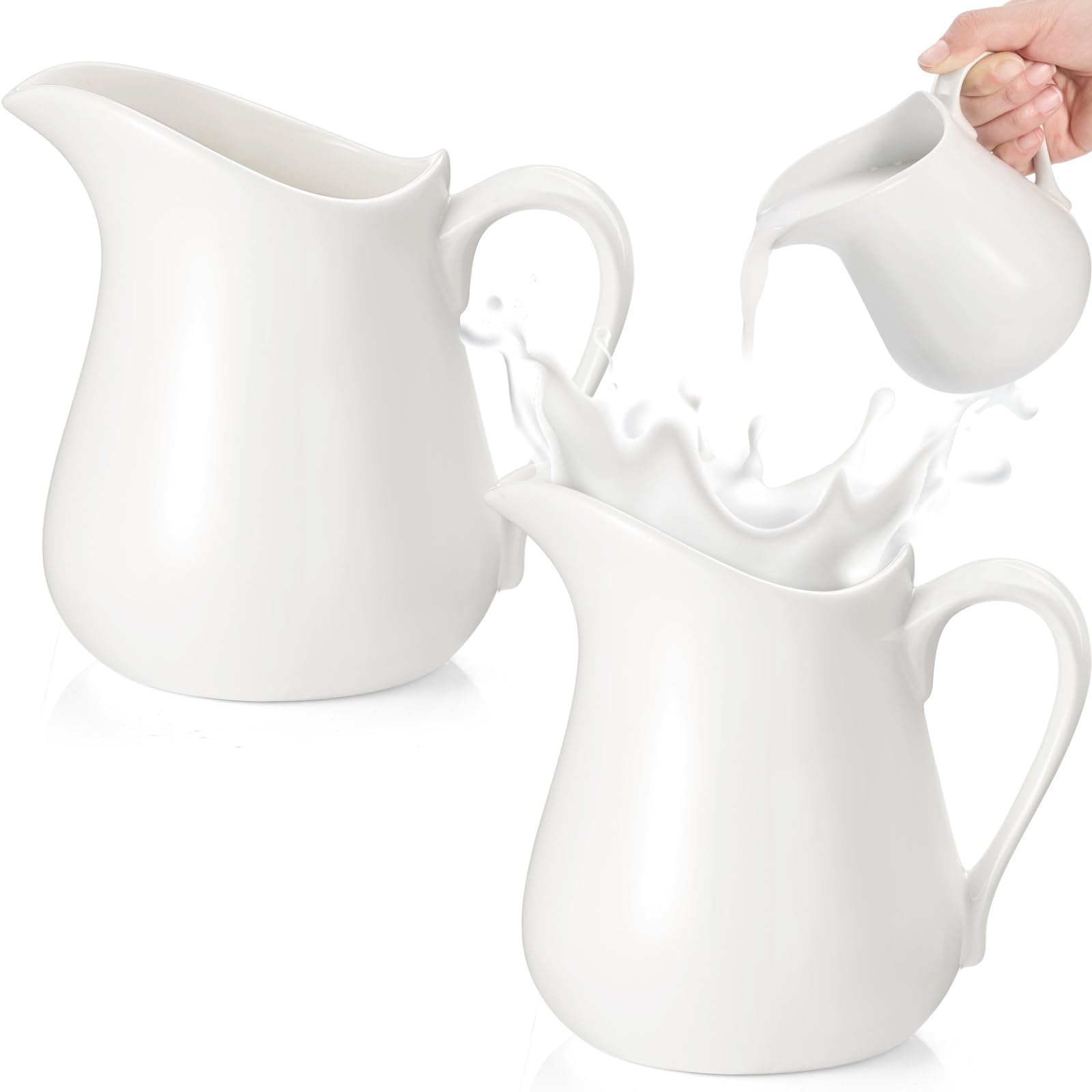 食器 milkconti Amazon.com: Nuanchu 2 Pcs 16 oz Creamer Milk Pitcher, Classic
