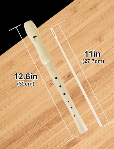 Image of Mr.Power Maple Wooden Soprano Recorder, C Key German Style Fingering 8 Holes 2 Piece School-Approved Musical Instrument Pupil Student Educational (Wood Color)