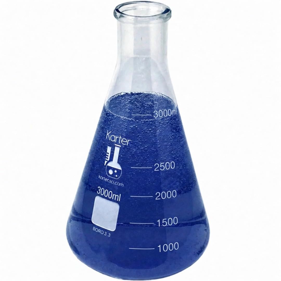 3000 ml bocca stretta ampolla in vetro con tappo in gomma, Karter Scientific 213 G16