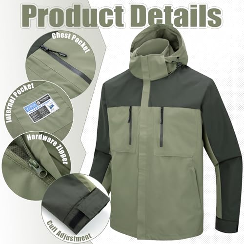 Ynport Crefreak Herren Outdoorjacke Winddicht Sport Jakcet Wasserdichte Paarjacke Kapuzenleichte Windjacke Mantel für Outdoor Wandern Trekking, Grün, L