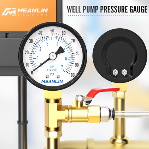 meanlin measure 0-100psi 234 dial face 1434 npt well pump pressure gauge with 1234 npt and 3834 npt hex bushing 3-2-3 accuracy lower mount