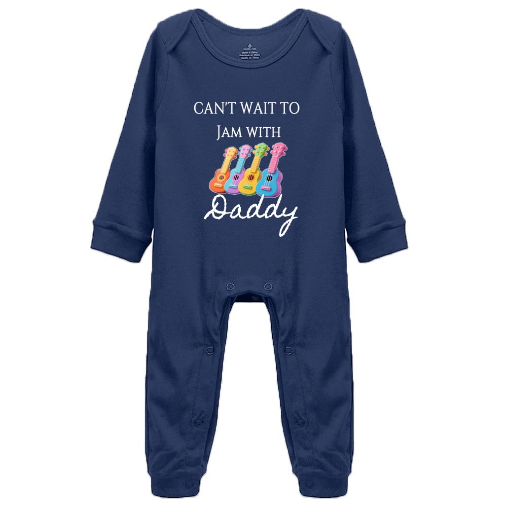 Tiansiaben Unisex Infant Navy-3 Can't Wait To Jam With Daddy Baby Bodysuit Guitar Baby Bodysuit, Father's Day Gift Music Inspired Baby Outfit