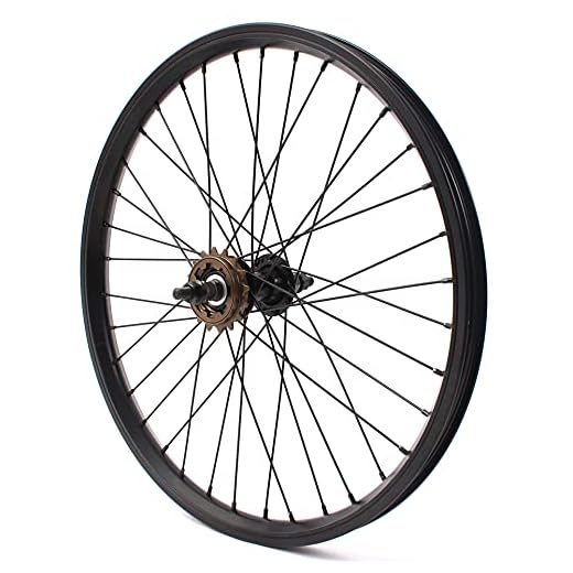 KHE BMX bakhjul 20 tum 10 mm axel 7500 aluminium fälg 36 hål svart 16 kugghjul