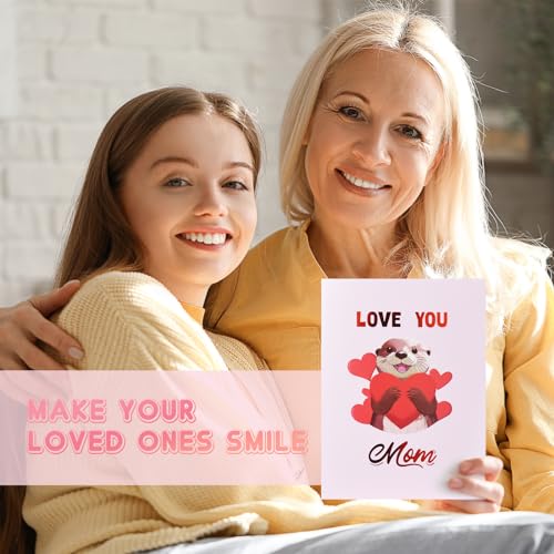 Image of VIVIKEN Otter Pop Up Mother's Card for Mom, LIGHTS & MUSIC 3D Happy Mothers Day Card from Son Daughter, Cute Mother Day Greeting Card for Mother, There's No Otter Mom Like You