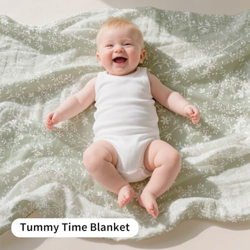 Image of Muslin Swaddle Blankets for Newborns,2 Pack Baby Boys Girls Receiving Blankets Large 43X47 Inches Muslin Burp Cloths,Breathable Soft Swaddle Wrap Baby Essentials(Flower)