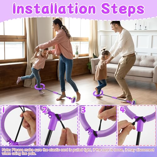 TZEKING Springring Fußkreisel,Kinder Blinkender Springring Fußkreisel,Swing Wheel mit Lichtrad,Zähler,Timer,Kalorienzähler,Faltbarer Ankle Skip Ball,Geschenke für Mädchen 6-12 Jumping Ball (Lila)