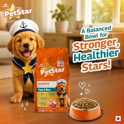 Image of Petstar Puppy Dry Dog Food 1 kg, Tuna & Rice Formula, High Protein, Easy Digestion, Immunity Support, No Artificial Flavours or Added Sugar