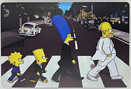Forever _ USA Plaque en métal | Poster mural | The Simpsons at Abbey Road as The Beatles 20,3 x 30,5 cm | Panneau décoratif amusant pour maison, bar, chambre, garage, garage, cave et plaque extérieure - Les Beatles, Paul McCartney, John Lennon, RIngo Starr, George Harrison Forever _ USA Plaque en métal | Poster mural | The Simpsons at Abbey Road as The Beatles 20,3 x 30,5 cm | Panneau décoratif amusant pour maison, bar, chambre, garage, garage, cave et plaque extérieure