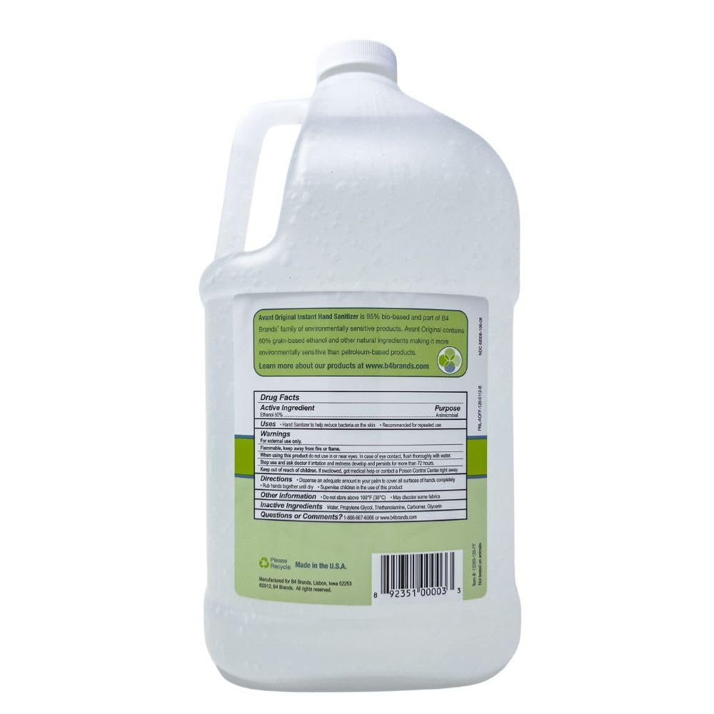 Avant® Original Fragrance Free Gel Hand Sanitizer, 4-Pack 1 gallon bulk refill
