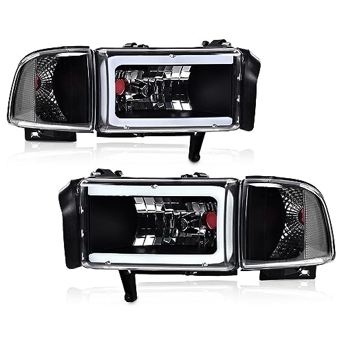 PIT66 LED Light Strip Headlight Assembly Compatible with Dodge Ram 1500 1994-2001/ fit Ram 2500 3500...
