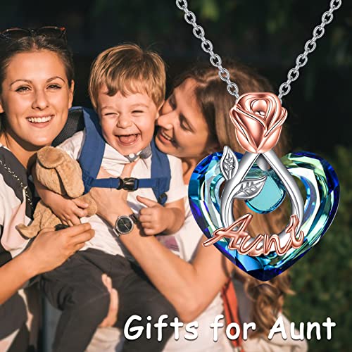 POPKIMI Rose Flower Love Heart Necklaces Gifts for Mom Grandma Nana Wife Aunt Daughter Birthday Jewelry 925 Sterling Silver Crystal Rose Flower Necklace2
