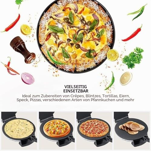 Elektrischer Roti Maker mit doppelseitiger Heizung und antihaftbeschichteten Platten für hausgemachte Chapati, Tortillas, Pfannkuchen und Crêpes