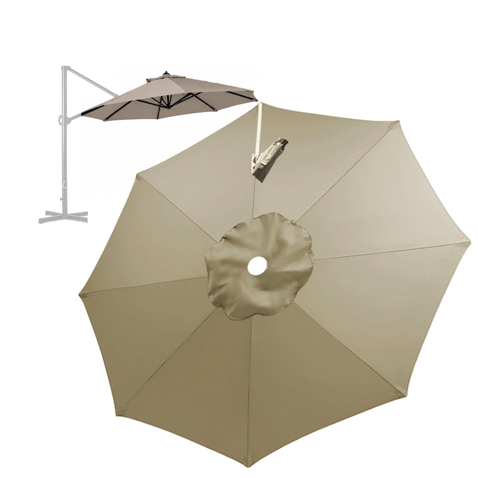 remplacer toile de parasol déporté 3.0m 7 branches Kaki clair